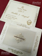 KLB-1200 Creme Green Traditional Semi Box Wedding Card (2 Page)