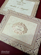 KLB-1201 Creme Brown Traditional Semi Box Wedding Card (2 Page)
