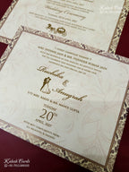 KLB-1201 Creme Brown Traditional Semi Box Wedding Card (2 Page)