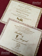 KLB-1201 Creme Brown Traditional Semi Box Wedding Card (2 Page)