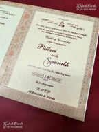 KLB-1202 Creme Floral Semi Box Wedding Card (2 Page)