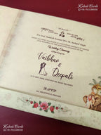 KLB-1204 Creme Brown Bride Groom Laser Cut Semi Box Wedding Card (2 Page)