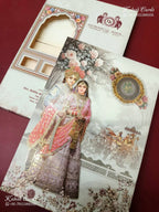 KLB-1205 White Grey Bride Groom Semi Box Wedding Card (2 Page)