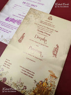 KLB-1205 White Grey Bride Groom Semi Box Wedding Card (2 Page)