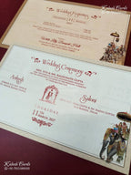 KLB-1207 Grey Bride Groom Laser Cut Semi Box Wedding Card (2 Page & Couple Name Wooden Plate)