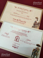 KLB-1207 Grey Bride Groom Laser Cut Semi Box Wedding Card (2 Page & Couple Name Wooden Plate)