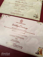 KLB-1208 Creme Maroon Bride Groom Semi Box Wedding Card (2 Page)