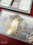 KLB-1209 Grey Bride Groom Laser Cut Semi Box Wedding Card (2 Page)