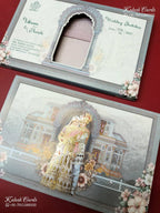 KLB-1209 Grey Bride Groom Laser Cut Semi Box Wedding Card (2 Page)