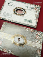 KLB-1214 Grey Floral Laser Cut Semi Box Wedding Card (2 Page)