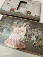 KLB-1216 Brown Bride Groom Royal Fort Laser Cut Semi Box Wedding Card (2 Page)