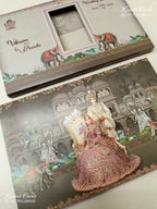 KLB-1216 Brown Bride Groom Royal Fort Laser Cut Semi Box Wedding Card (2 Page)