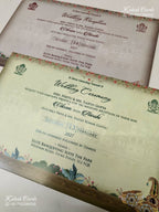 KLB-1216 Brown Bride Groom Royal Fort Laser Cut Semi Box Wedding Card (2 Page)