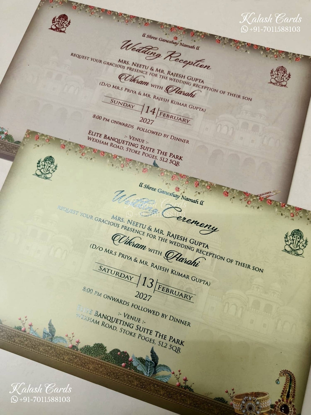 KLB-1216 Brown Bride Groom Royal Fort Laser Cut Semi Box Wedding Card (2 Page)