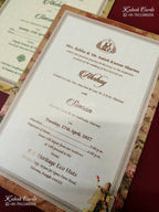 KLB-1217 Creme Bride Groom Laser Cut Semi Box Wedding Card (2 Page)