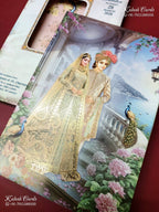 KLB-1219 Blue Bride Groom Laser Cut Semi Box Wedding Card (2 Page)