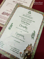 KLB-1219 Blue Bride Groom Laser Cut Semi Box Wedding Card (2 Page)
