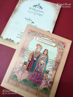 KLB-1220 Peach Bride Groom Semi Box Wedding Card (2 Page)