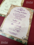 KLB-1220 Peach Bride Groom Semi Box Wedding Card (2 Page)