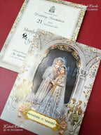 KLB-1223 Blue Bride Groom Laser Cut Semi Box Wedding Card (2 Page)