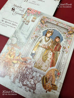 KLB-1224 Blue Bride Groom Barat Semi Box Wedding Card (2 Page)