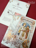 KLB-1224 Blue Bride Groom Barat Semi Box Wedding Card (2 Page)