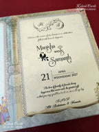 KLB-1224 Blue Bride Groom Barat Semi Box Wedding Card (2 Page)