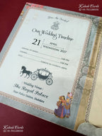 KLB-1224 Blue Bride Groom Barat Semi Box Wedding Card (2 Page)