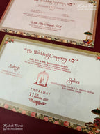 KLB-1226 Peach Brown Bride Groom Barat Semi Box Wedding Card (2 Page)