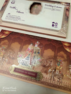 KLB-1231 Creme Brown Bride Groom Laser Cut Semi Box Wedding Card (2 Page)