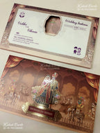 KLB-1231 Creme Brown Bride Groom Laser Cut Semi Box Wedding Card (2 Page)