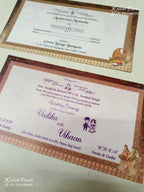 KLB-1231 Creme Brown Bride Groom Laser Cut Semi Box Wedding Card (2 Page)