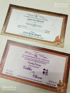 KLB-1231 Creme Brown Bride Groom Laser Cut Semi Box Wedding Card (2 Page)