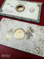 KLB-1233 Blue Floral Laser Cut Semi Box Wedding Card (2 Page)