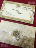 KLB-1234 Creme Floral Semi Box Wedding Card (2 Page)