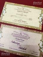 KLB-1234 Creme Floral Semi Box Wedding Card (2 Page)