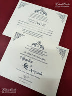 KLB-1236 White Green Floral Semi Box Wedding Card (2 Page & Couple Name Wooden Plate)