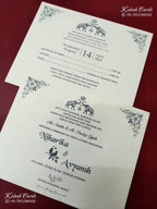KLB-1238 White Grey Floral Semi Box Wedding Card (2 Page)
