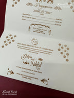 KLB-1240 White Grey Traditional Laser Cut Embossed Semi Box Wedding Card (2 Page)