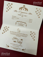 KLB-1240 White Grey Traditional Laser Cut Embossed Semi Box Wedding Card (2 Page)