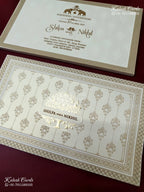 KLB-1242 White Creme Tree of Life Embossed Semi Box Wedding Card (2 Page)