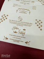 KLB-1242 White Creme Tree of Life Embossed Semi Box Wedding Card (2 Page)