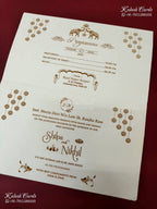 KLB-1242 White Creme Tree of Life Embossed Semi Box Wedding Card (2 Page)