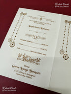 KLB-1244 White Creme Floral Embossed Semi Box Wedding Card (2 Page)