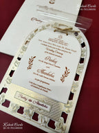 KLB-1245 White Floral Laser Cut Semi Box Wedding Card (2 Page & Transparent PVC)
