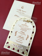 KLB-1245 White Floral Laser Cut Semi Box Wedding Card (2 Page & Transparent PVC)