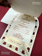 KLB-1245 White Floral Laser Cut Semi Box Wedding Card (2 Page & Transparent PVC)
