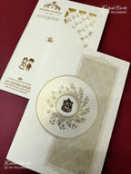 KLB-1247 White Brown Floral Laser Cut Embossed Semi Box Wedding Card (2 Page)