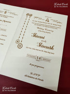 KLB-1247 White Brown Floral Laser Cut Embossed Semi Box Wedding Card (2 Page)