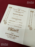 KLB-1247 White Brown Floral Laser Cut Embossed Semi Box Wedding Card (2 Page)